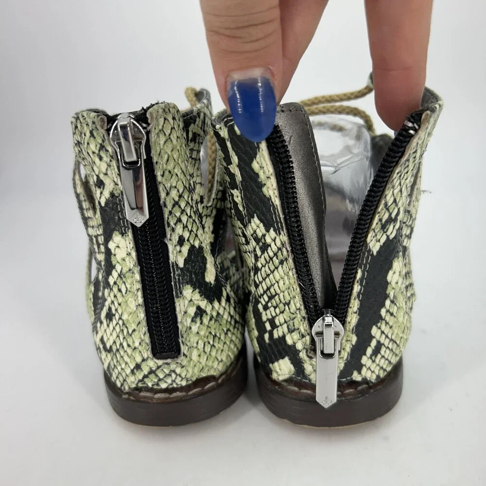 Sam Edelman Sandals Shoes Womens Size 8 Gwenna Snake Print Gladiator Side Tie